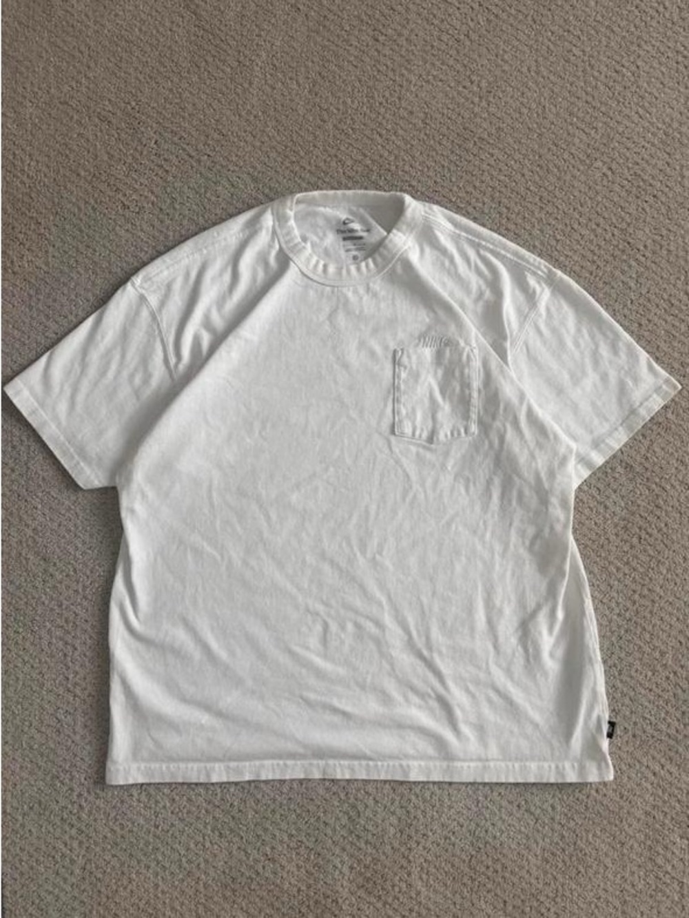 Men's White Short Sleeve Pocket Tee - Subtle Logo